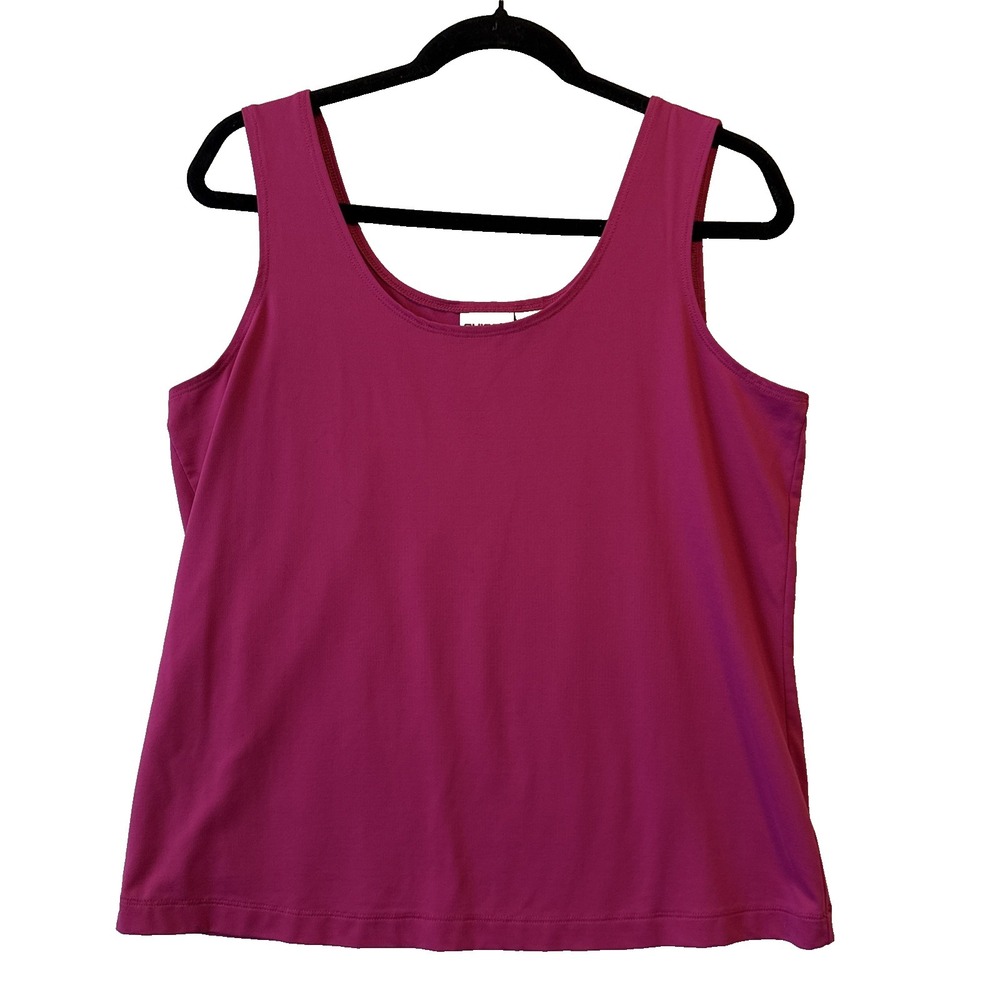 Chico's Travelers Stretch Tank Top Fuchsia Pink Women's L Vibrant Summer Resort